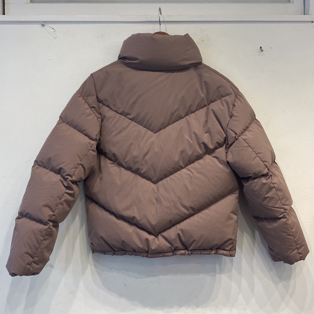 SOLD Aritzia Wilfred 2XS Stone Taupe Brown The Cloud Puff Jacket Short Zip Coat - Picture 7 of 7